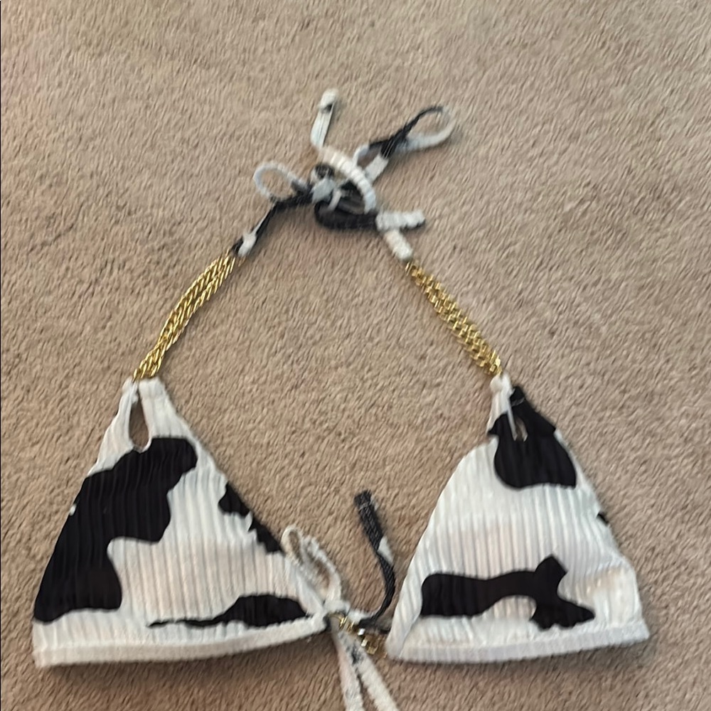 Black and White Cow Print Bikini Top